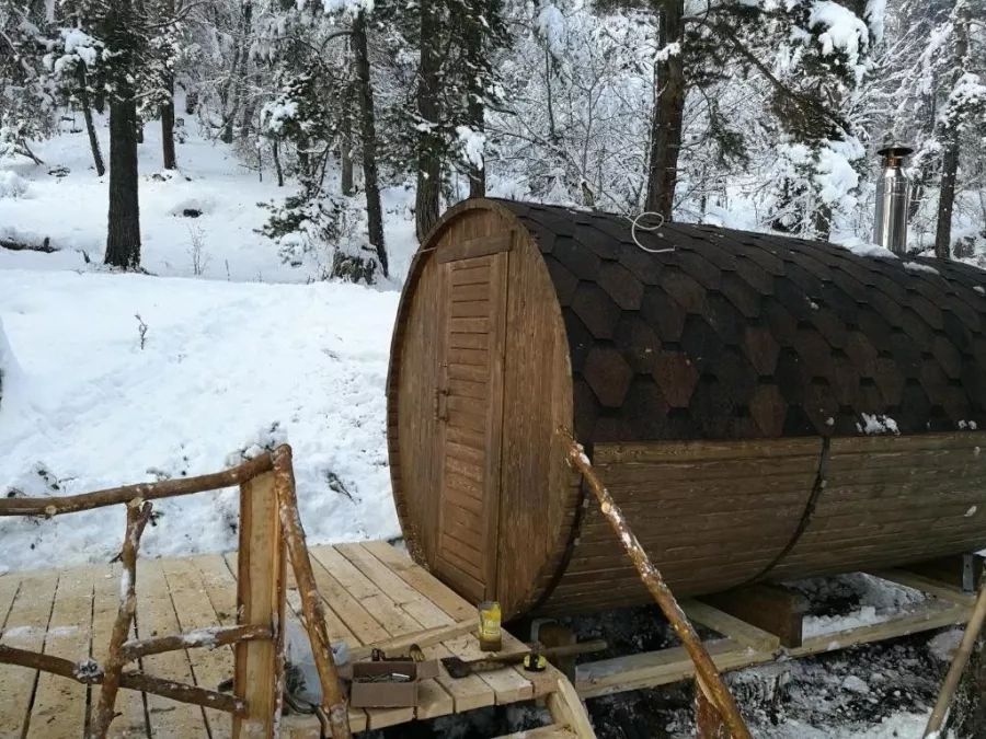 Баня в Хостеле Лесной Кот в Архызе: Легкий пар,