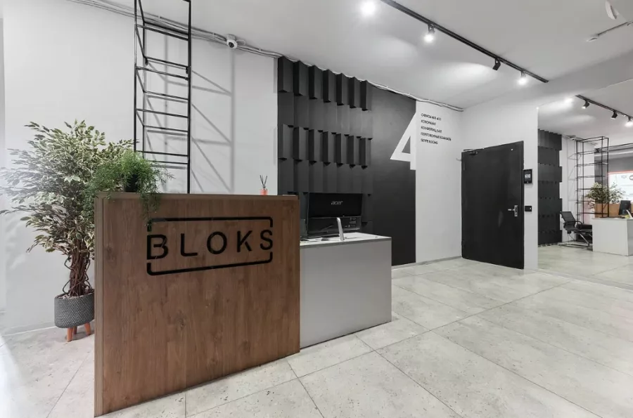 Коворкинг-офис BLOKS в Краснодаре: Коворкинг, Конференц-зал, Рабочее место, Переговорное место, Кухня,