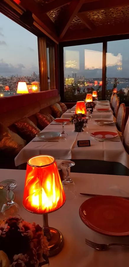 Ресторан с видом на Босфор Roof Mezze 360 в Стамбуле: Ресторан с видом, На крыше, Вкусная еда , Босфор ,