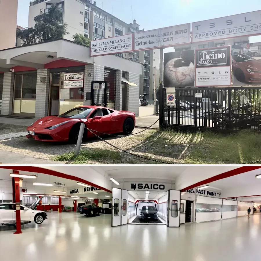 Автосервис Ticino Auto в Милане: Ремонт авто , Ресталлинг , Обслуживание Tesla, Покраска авто , Детали машин ,