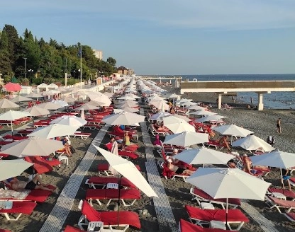 Пляж санатория Южное взморье в Адлере: Пляжи Адлера , Чилим, Шезлонг, наморе, Черное Море,