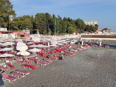 Пляж санатория Южное взморье в Адлере: Пляжи Адлера , Чилим, Шезлонг, наморе, Черное Море,