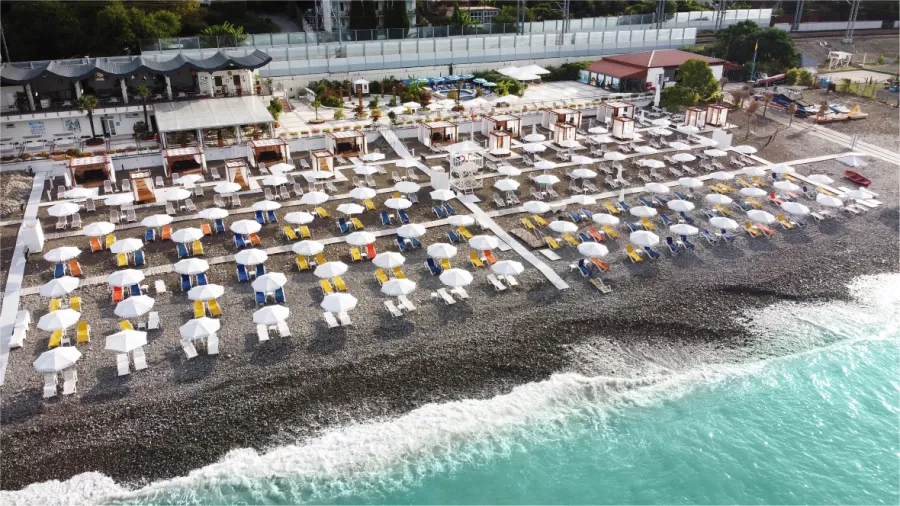 Пляж Beach ODYSSEYA в Сочи: Дайвинг, Бар, Черное Море, Пляж, Катер, Вода,