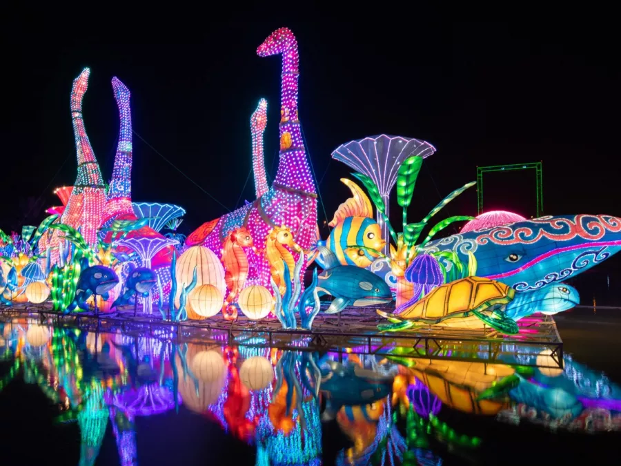 Тематический парк Dubai Garden Glow Zaa'beel First в Дубаи: Светящийся парк , Парк динозавров , Ледовый парк , Искусство науки , Волшебный парк , Парк для детей ,