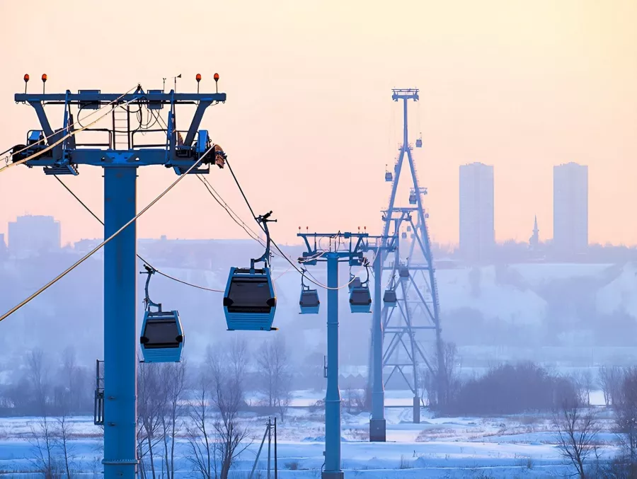 Канатная дорога в Нижнем Новгороде: Канатная дорога, Вид, Красивыйвид, Зима, Зимний спорт, Зимний костюм, Веселье,