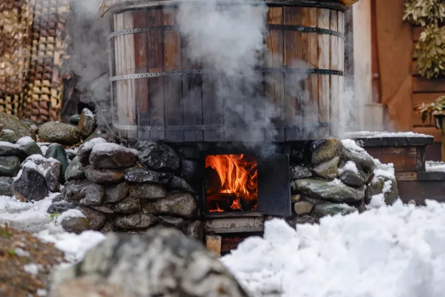 Баня на Горном воздухе в Красной Поляне: Баня, Бассейн, Виды,