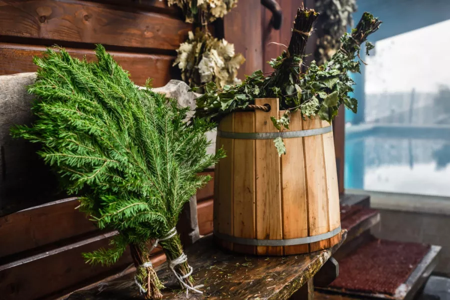 Баня на Горном воздухе в Красной Поляне: Баня, Бассейн, Виды,